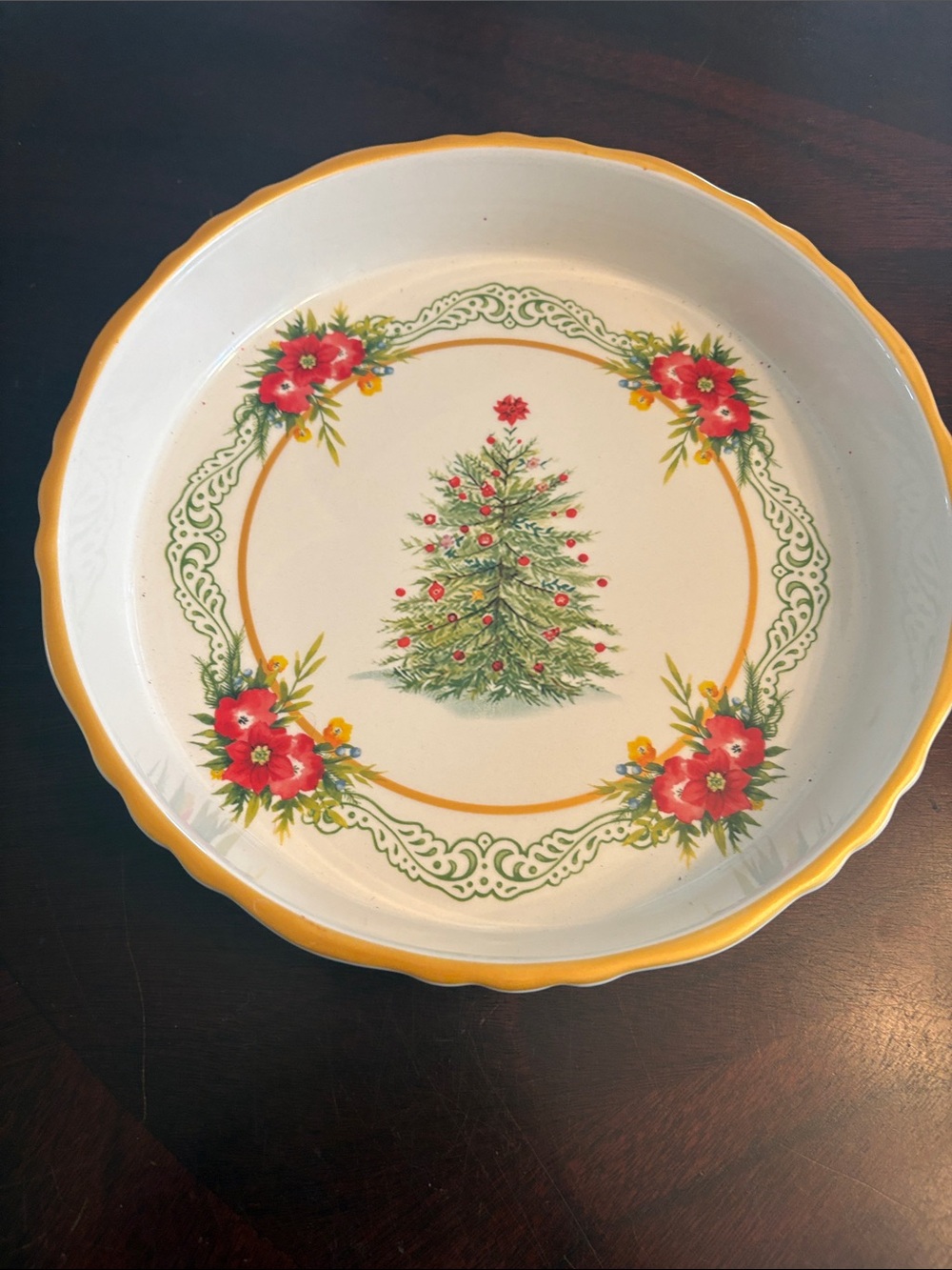 NWT Pioneer Woman 9” Christmas garland stoneware pie plate